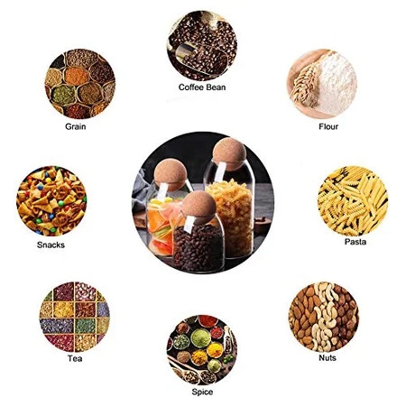 MOLFUJ 550ML/18Oz Glass Storage Container with Ball Cork Cute Decorative Organizer Bottle Canister J | Walmart (US)