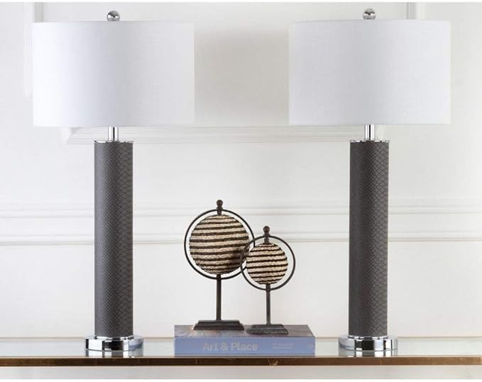 SAFAVIEH Lighting Collection Ollie Modern Contemporary Grey Faux Snakeskin 32-inch Bedroom Living... | Amazon (US)