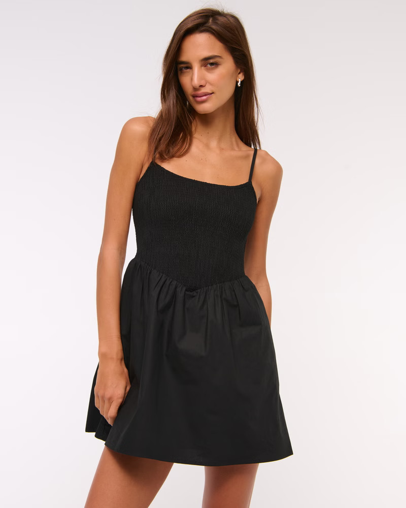 Women's Dipped-Waist Smocked Mini Dress | Women's Dresses & Jumpsuits | Abercrombie.com | Abercrombie & Fitch (US)