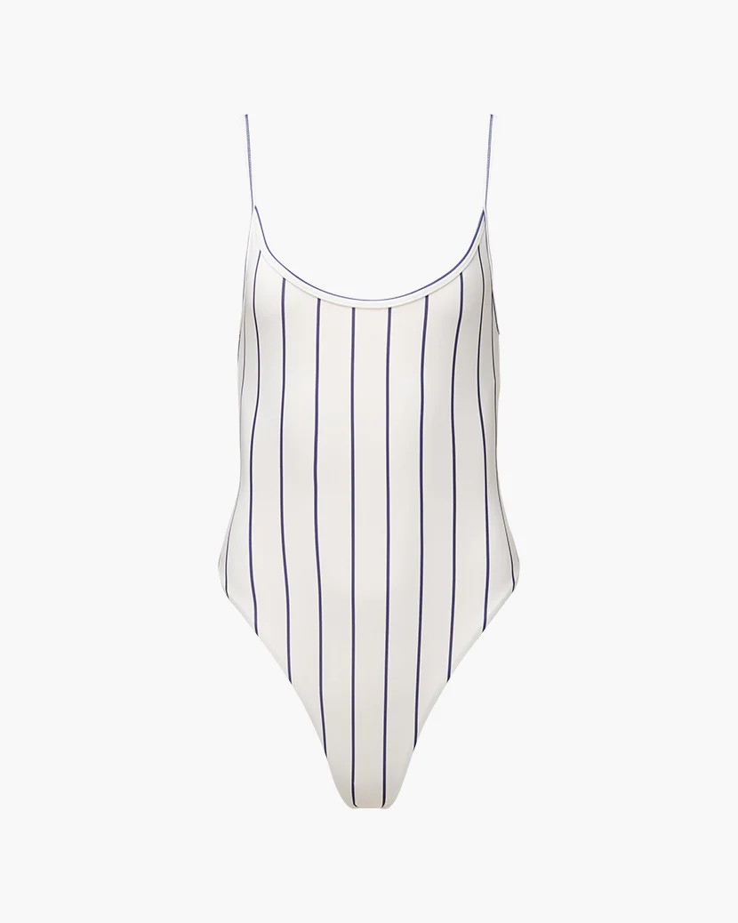 Scoop Pinstripe Cami One Piece - Off White Navy XL | We Wore What