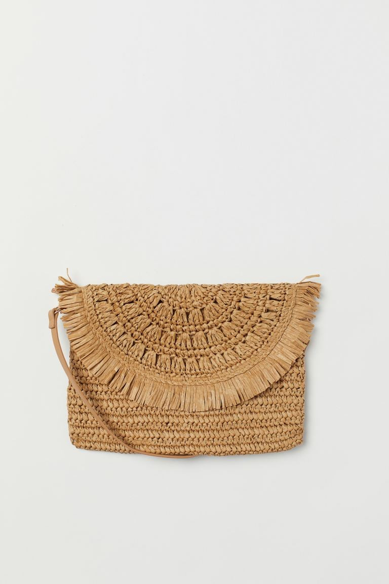 Straw Shoulder Bag - Beige - Ladies | H&M US | H&M (US + CA)