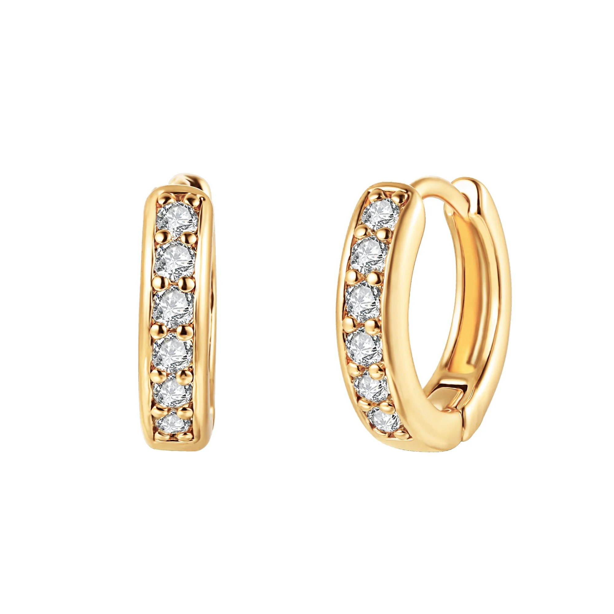 Peermont 18k Yellow Gold Plated Round-Cut Cubic Zirconia Cuff Huggie Earrings - Walmart.com | Walmart (US)
