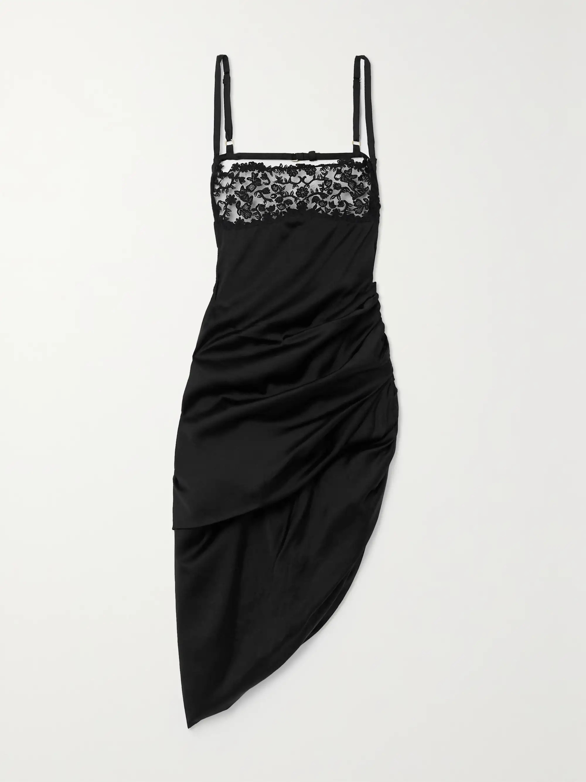 La Saudade Brodée asymmetric draped embroidered woven mini dress | NET-A-PORTER (US)