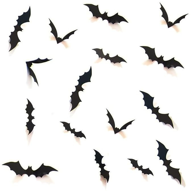HOZZQ DIY Halloween Party Supplies PVC 3D Decorative Scary Bats Wall Decal Wall Sticker, Hallowee... | Amazon (US)