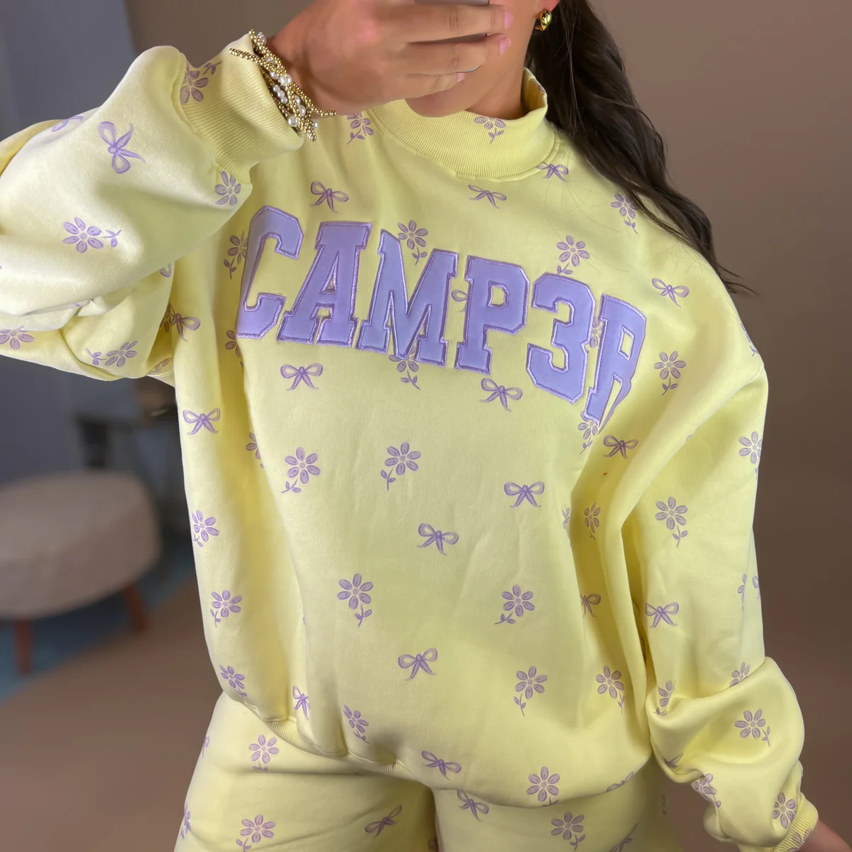 Buttercup Bliss Mockneck Sweatshirt – Yellow Floral Pullover by Happy Camp3r | Poppy Jane