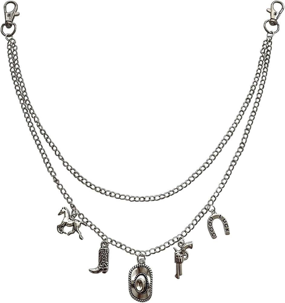 Cowboy Hat and Boot Charm Pant Chain for Men Women, Punk Accessories Trouser Chain, Hip Hop Layer... | Amazon (US)