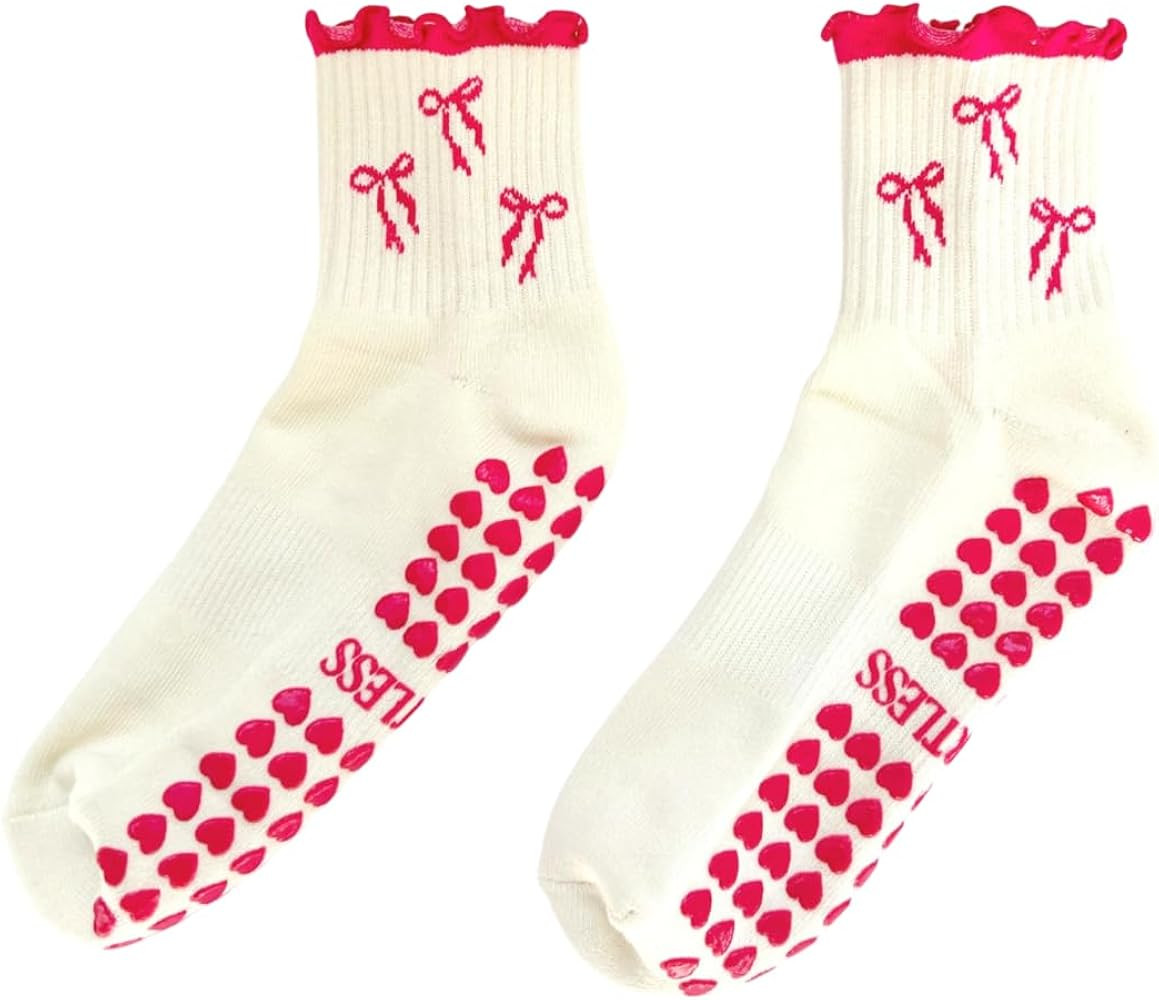 Shapes Studio Crew Half Calf Grip Socks, Cutest Fruits Pilates Socks, Ruffle socks, Non-Slip, Bar... | Amazon (US)