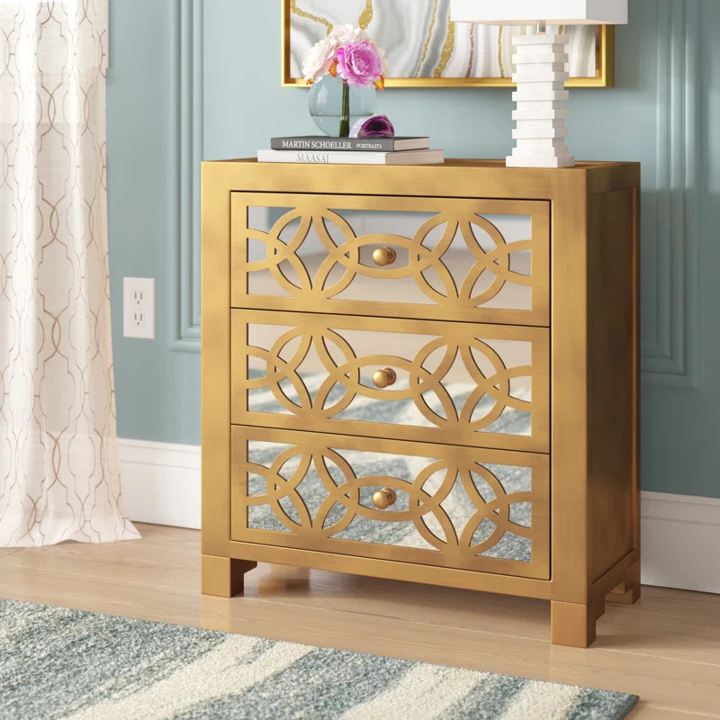 Elkton 3 Drawer Mirrored Accent Chest | Wayfair North America