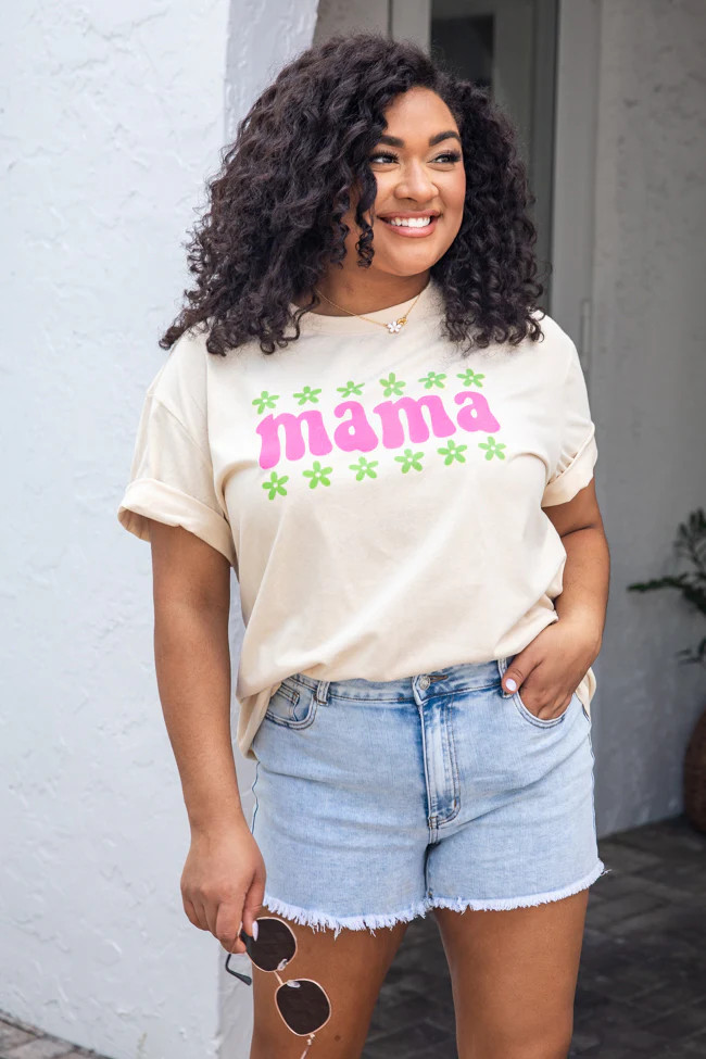 Mama Daisy Ivory Oversized Graphic Tee | Pink Lily