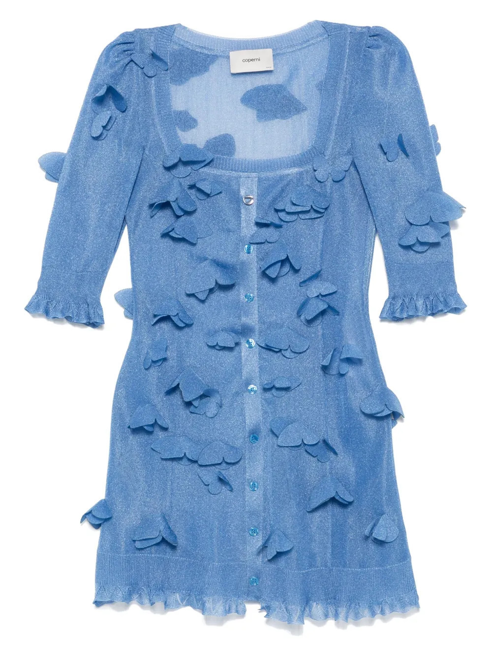Coperni butterfly-appliqué knitted mini dress - Blue | Farfetch Global