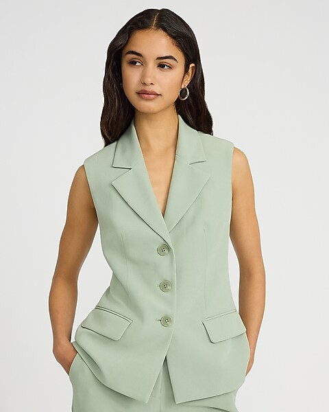 Signature Stretch V-neck Blazer Vest | Express
