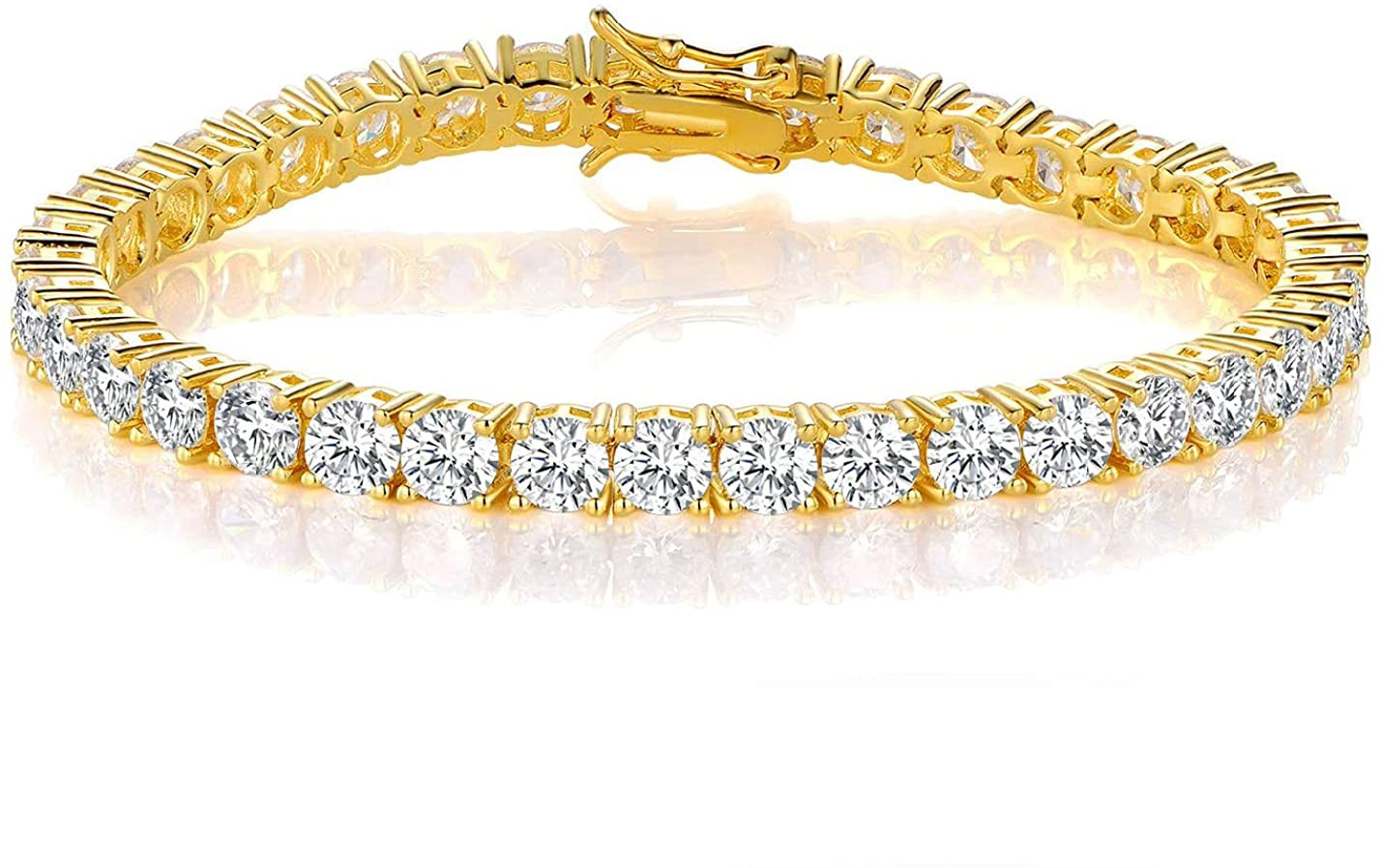 GEMSME 18K Yellow Gold Plated 4MM Cubic Zirconia Classic Graduation Tennis Bracelet for Women Men... | Walmart (US)