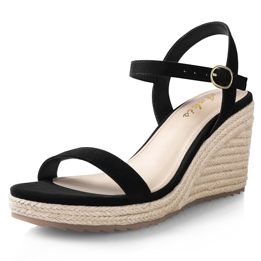 Ankis Platform Wedge Sandals for Women, Black Brown White Nude Espadrille Womens Wedge Sandals Co... | Amazon (US)