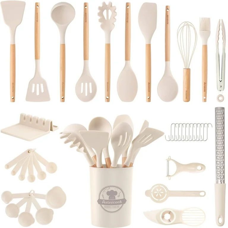 Astercook Silicone Cooking Utensils Set, 38 PCS Kitchen Utensils Set for 446°F Heat Resistant, F... | Walmart (US)