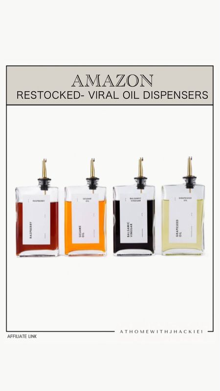 Viral oil dispensers restocked! Comes as a set of two! 

Kitchen finds, oil & vinegar dispenser, kitchen decor, cooking 

#LTKHome #LTKStyleTip