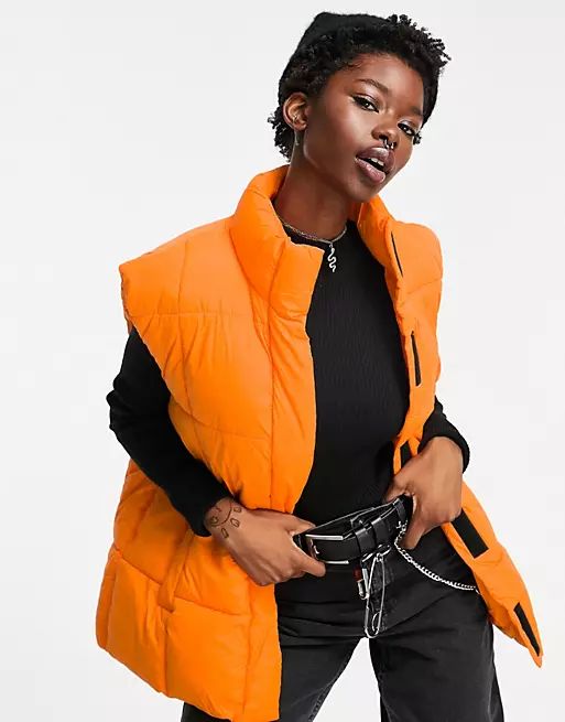 ASOS DESIGN vest puffer jacket in orange | ASOS (Global)