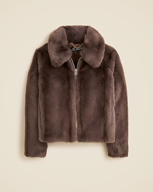 Zip-up jacket in faux fur | J. Crew US