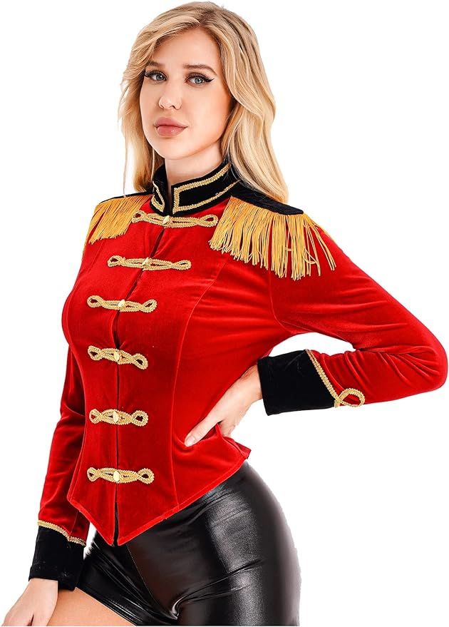 Hularka Women's Chrismas Fancy Circus Ringmaster Costume Stand Collar Tassel Jacket Ringleader Co... | Amazon (US)
