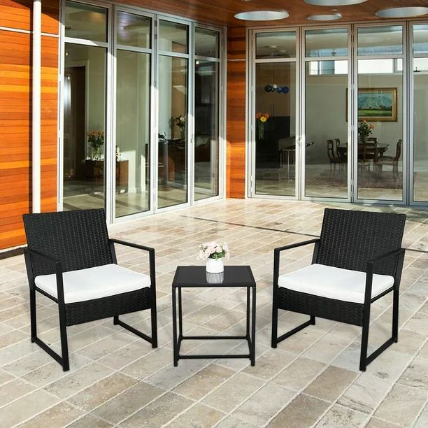 Segmart Outdoor Patio Furniture Sets, 3 Pieces Bistro Rattan Wicker Conversation Chairs Sets with... | Walmart (US)