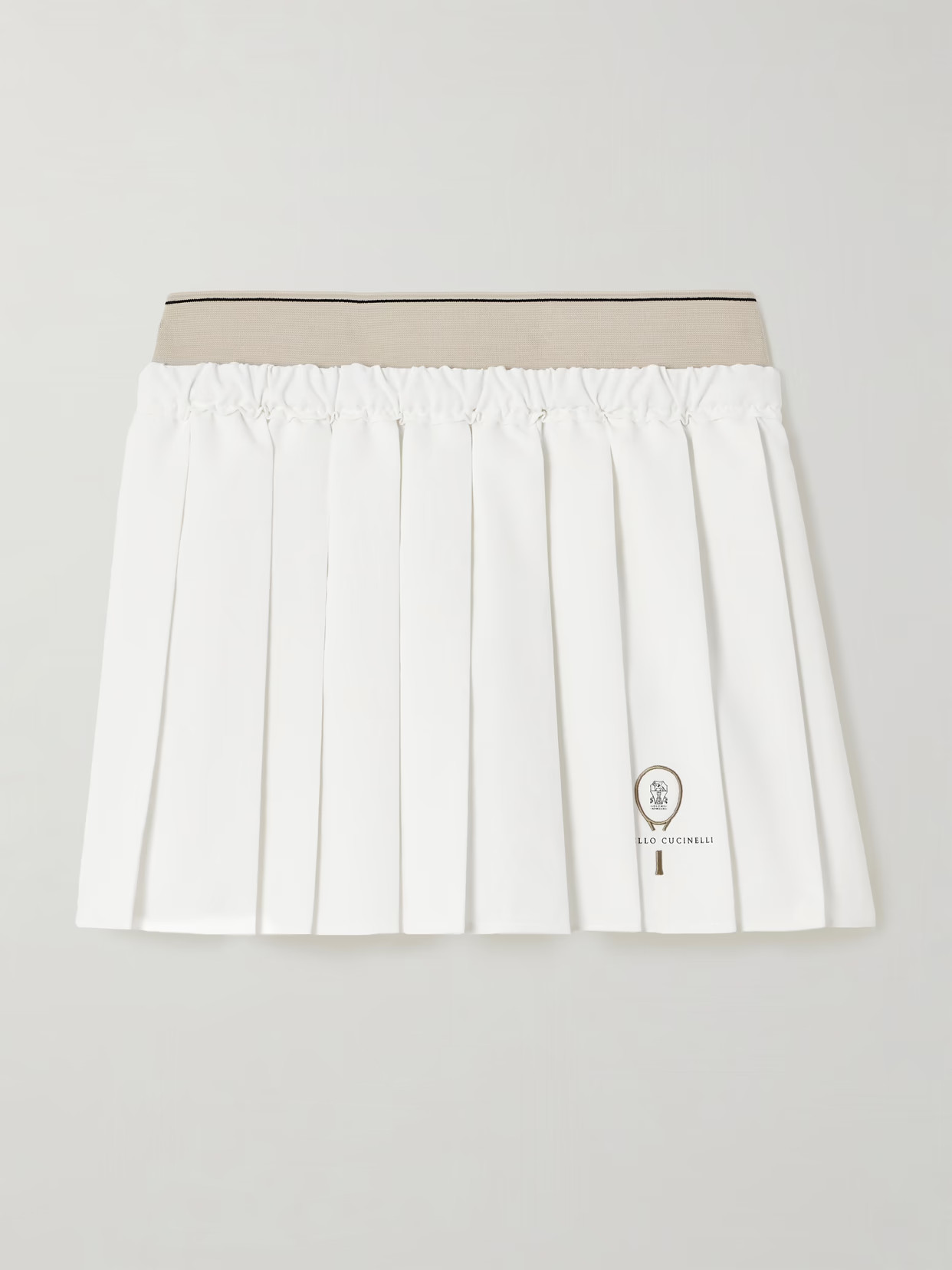 Brunello Cucinelli - Embroidered Pleated Jersey Tennis Skirt - White - IT38 | NET-A-PORTER APAC