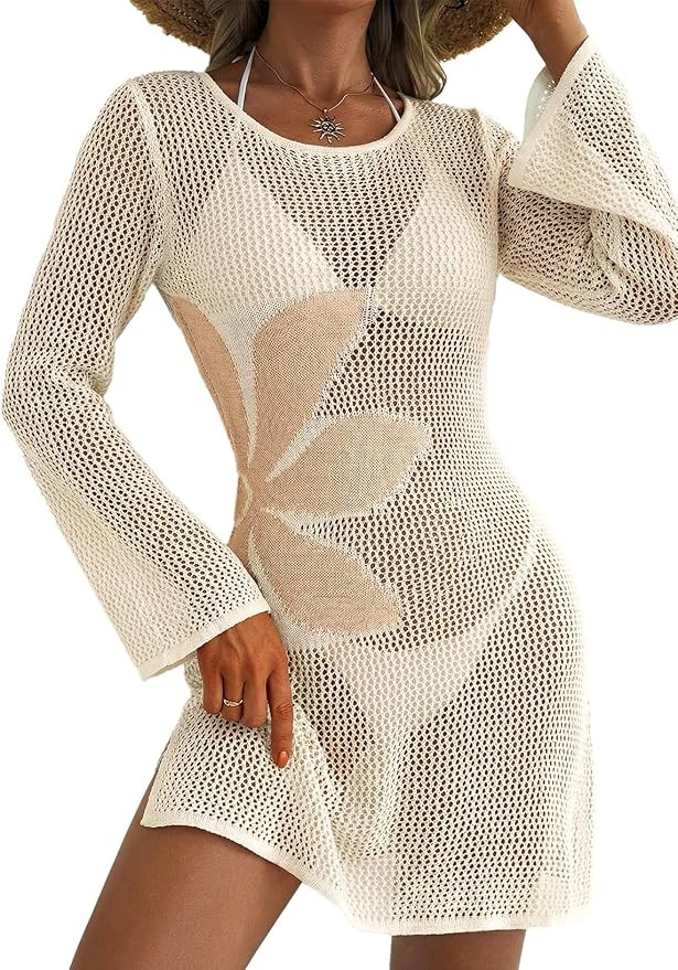 Dokotoo Bathing Swimsuit Coverup for Women Bikini Long Sleeve Sundresses Womens Dresses Swim Cove... | Amazon (US)