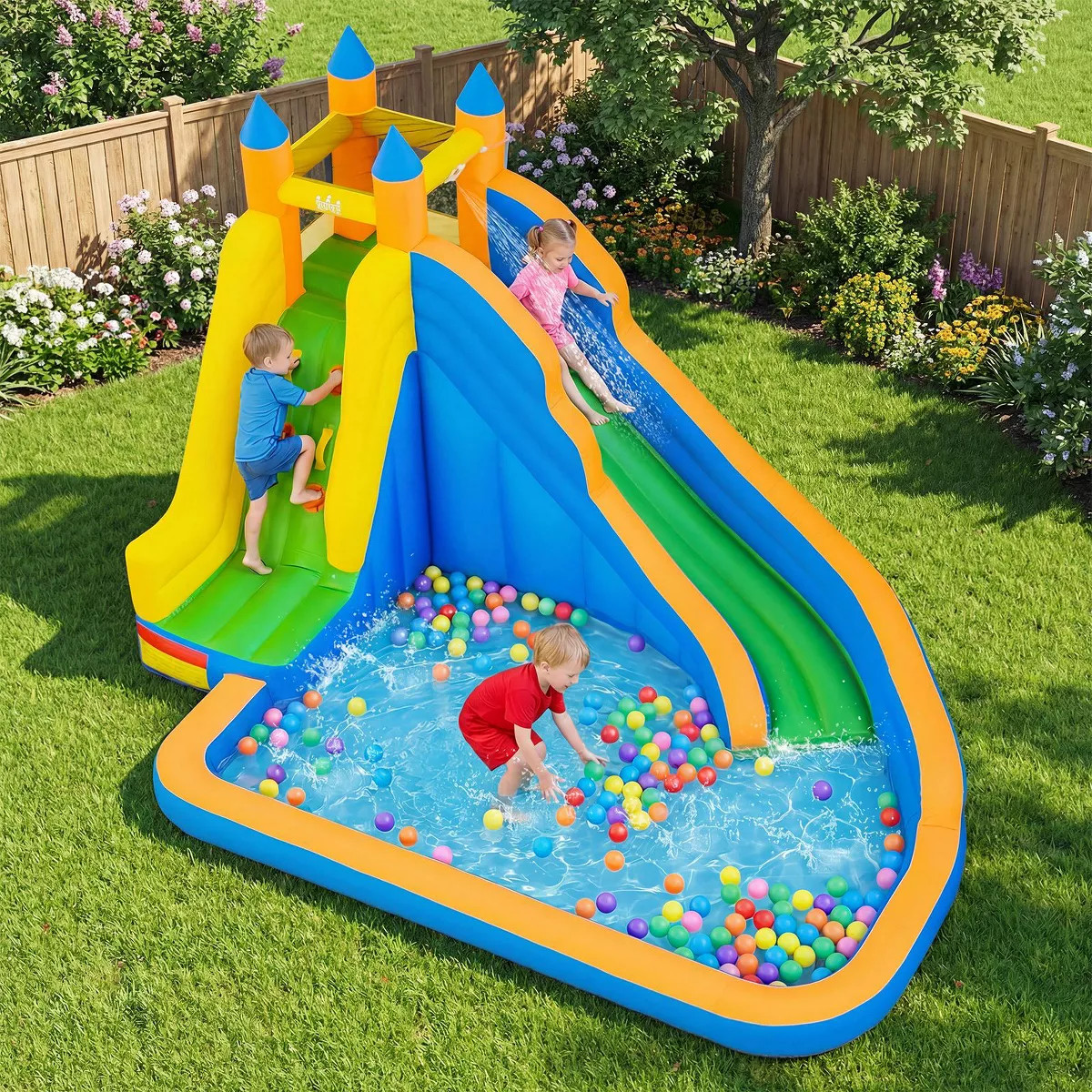 Costway Inflatable Water Slide Mighty Bounce House Castle Moonwalk Splash Pool without Blower | Target
