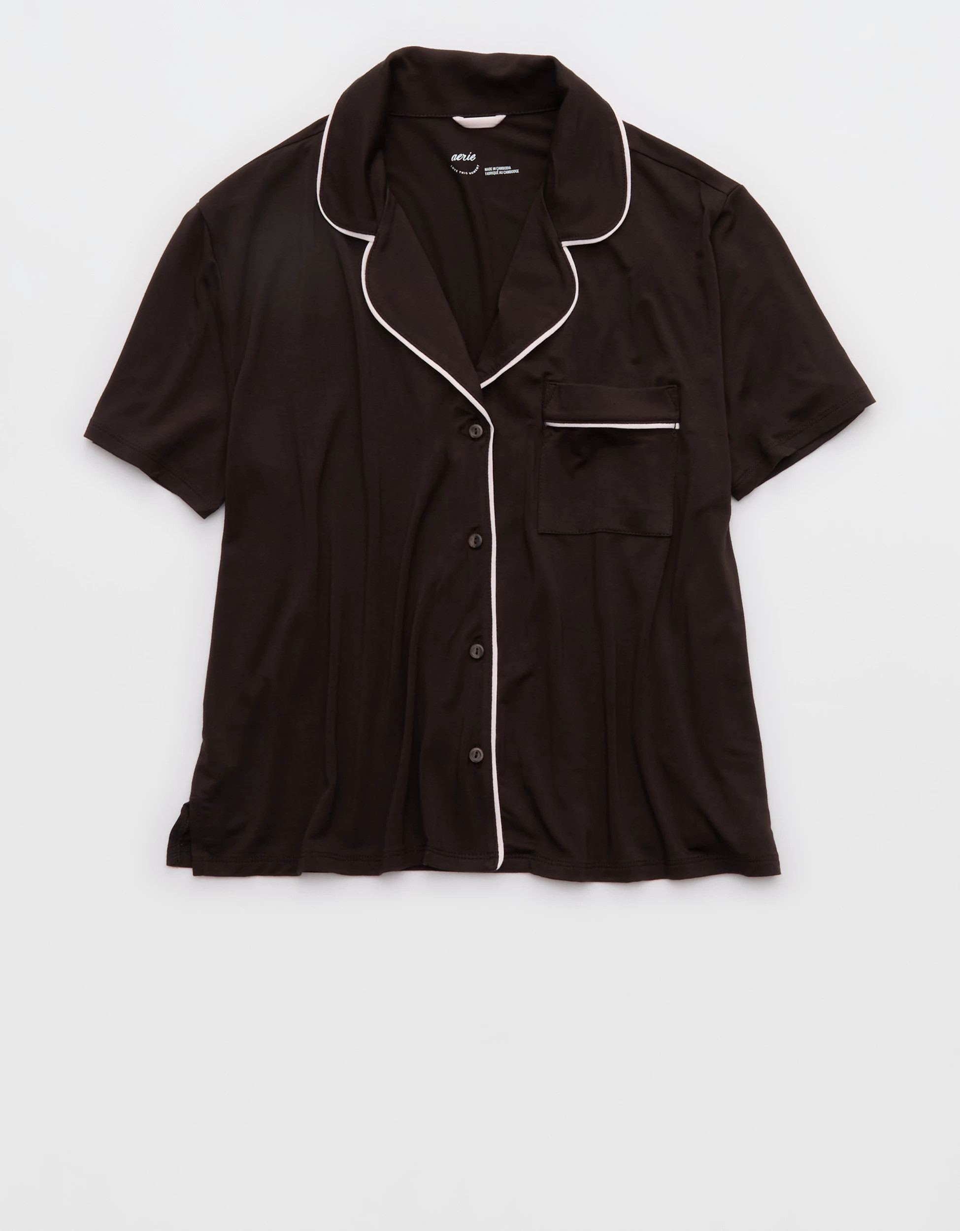OVERSLEPT by Aerie Real Soft\u00ae Short Sleeve Pajama Shirt | Aerie