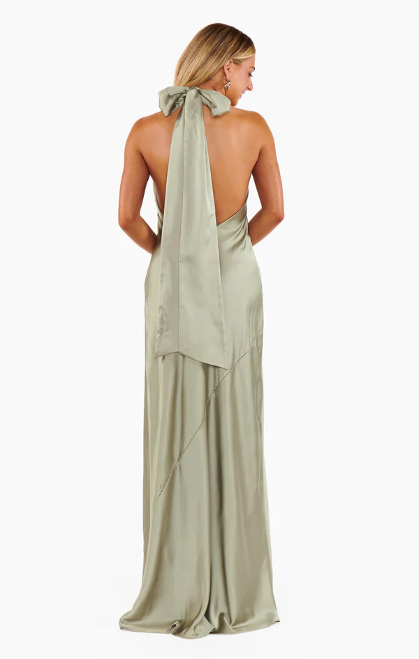 Lisa Maxi Dress ~ Moss Green Luxe Satin | Show Me Your Mumu
