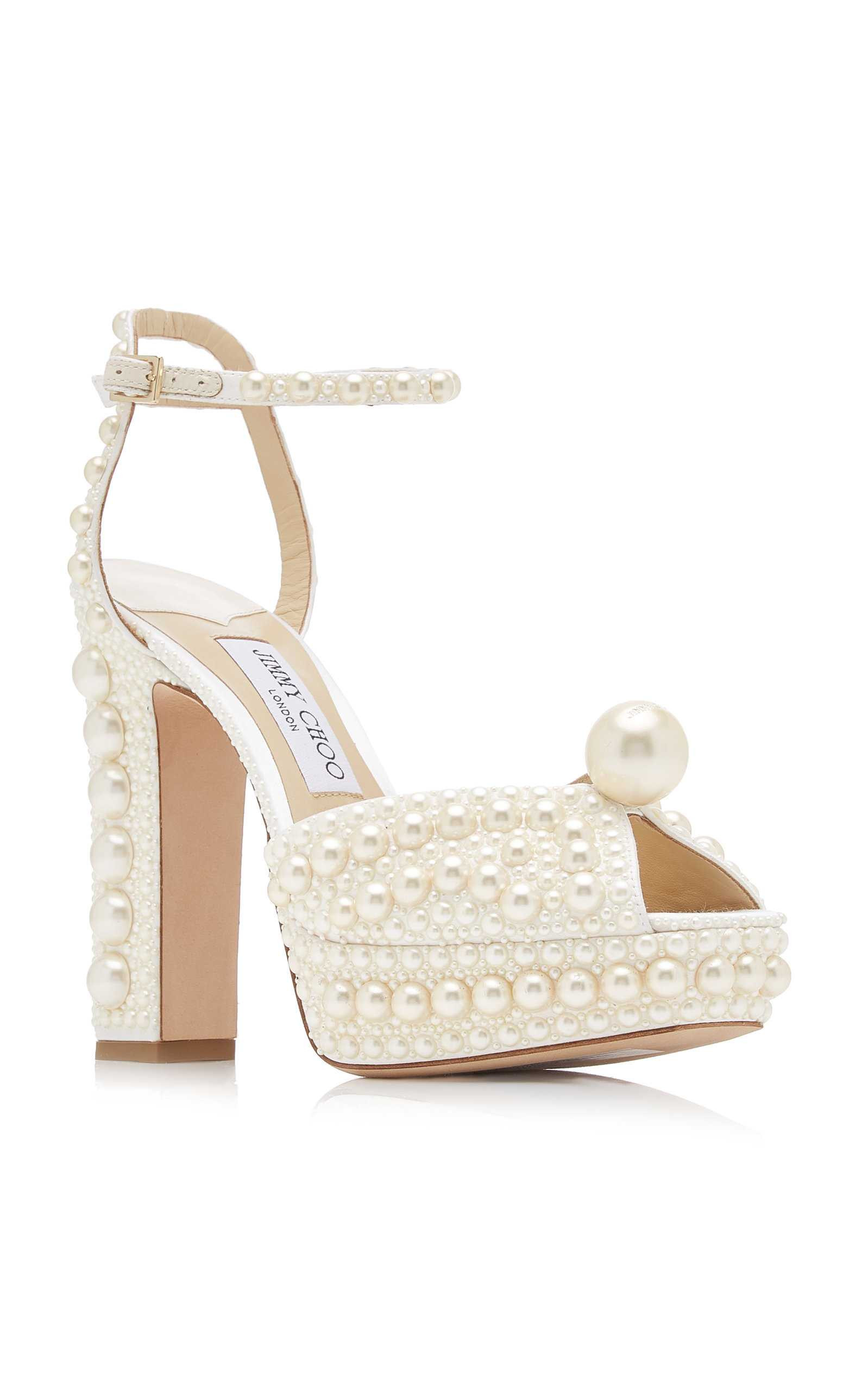 Sacaria Pearl-Embellished Satin Platform Sandals | Moda Operandi (Global)
