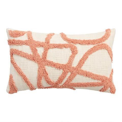 Coral Tufted Line Lumbar Pillow | World Market