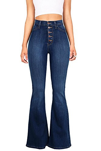 Vibrant Women’s Flare Denim Jeans – High Waisted Button Up Bell Bottom Stretch Classic Flared Pants VP1115 DStone 11 | Amazon (US)