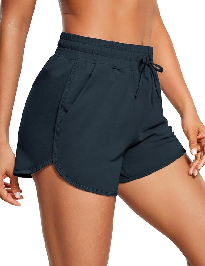 CRZ YOGA Women's Casual Sweat Shorts - 3.5'' Athletic Summer Comfy Cotton Lounge Shorts Gym Jerse... | Amazon (US)