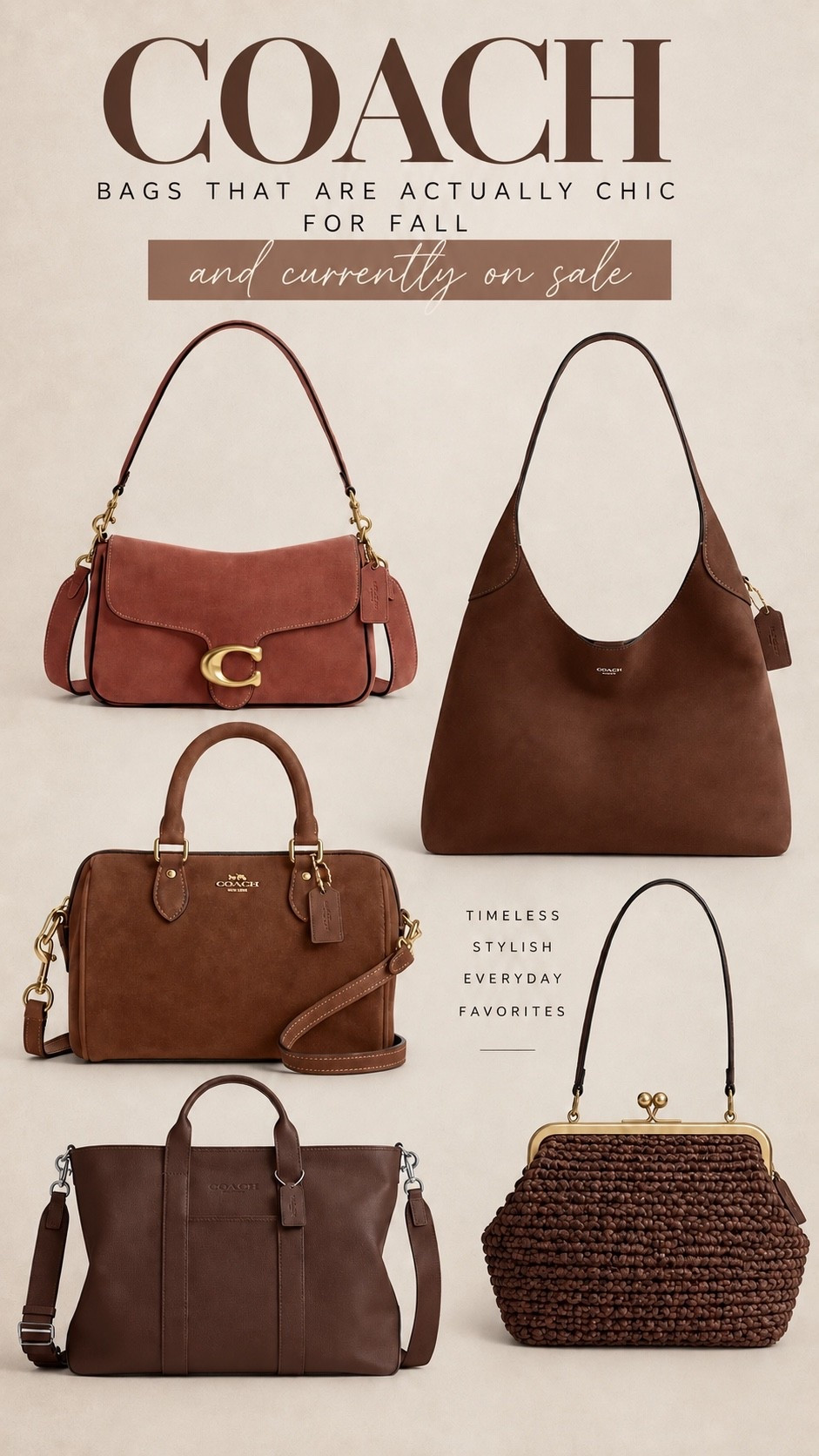 Coach is having a MOMENT 🤎🍂 These are the bags I’d actually carry for fall, and they’re currently on sale! Rich browns, suede, slouchy shapes and vintage inspired details that look so much more expensive than they are. If you’ve been wanting a new fall bag, now is the time.

#coach #coachbags #coachsale #fallbags #fallfashion #fallstyle #handbags #suedehandbag #brownhandbag #fallaccessories #LTKfashion #LTKsalealert #LTKfinds

#LTKSeasonal #LTKSaleAlert