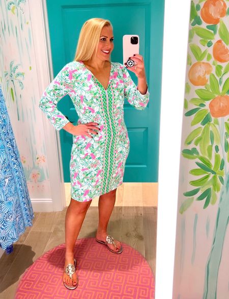 Beach resort outfit for all of the Lilly Pulitzer lovers! The green and pink combination is beautiful. Wearing a large. Fits true to size.

Also, check out all of the accessories in the Lilly sunshine sale.

#LTKswim #LTKsalealert #LTKitbag