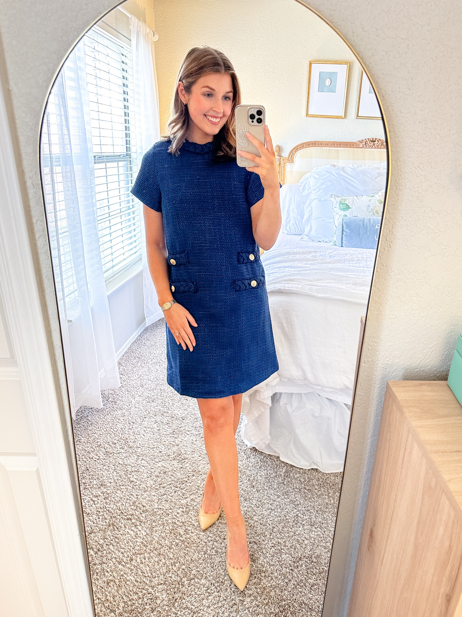baby blue church dress Alex modest midi dress in sage – JanieLanie main image 1