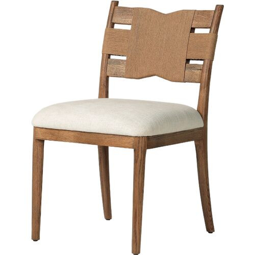 Tova Dining Chair, Bergamo Parchment Linen/Paper Cord | One Kings Lane