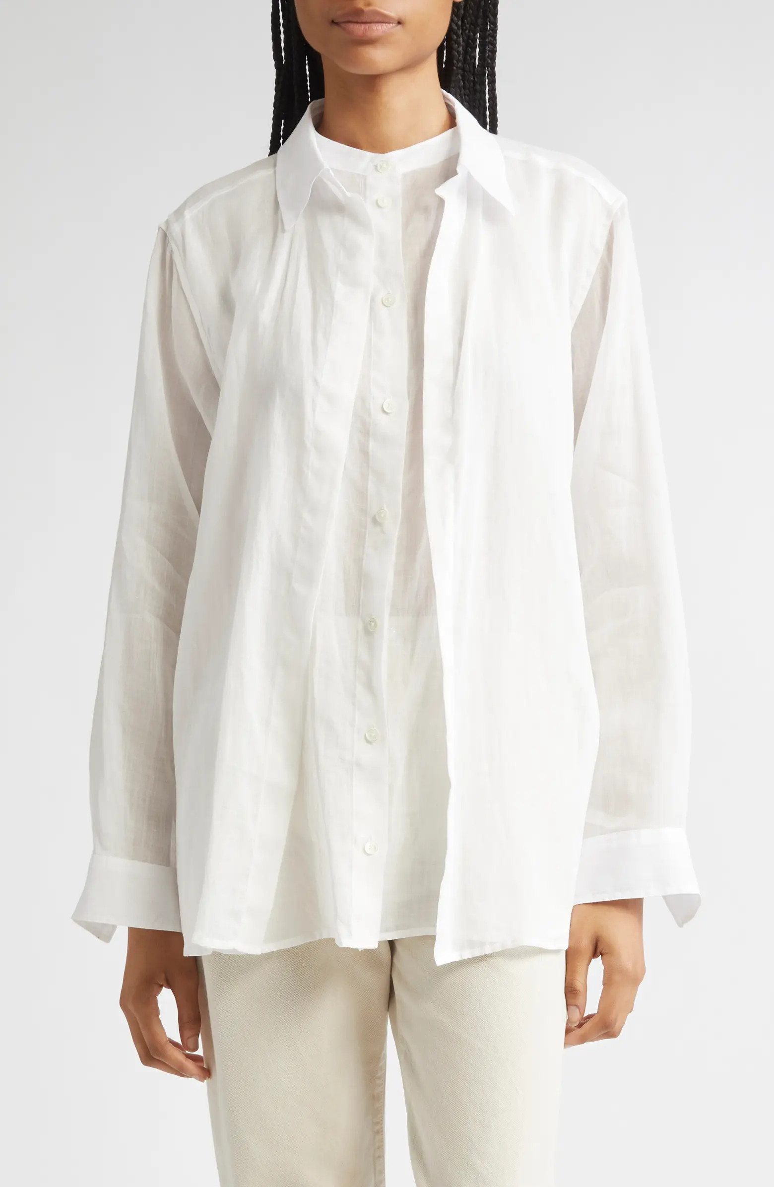 TOTEME Double Collar Button-Up Shirt | Nordstrom | Nordstrom