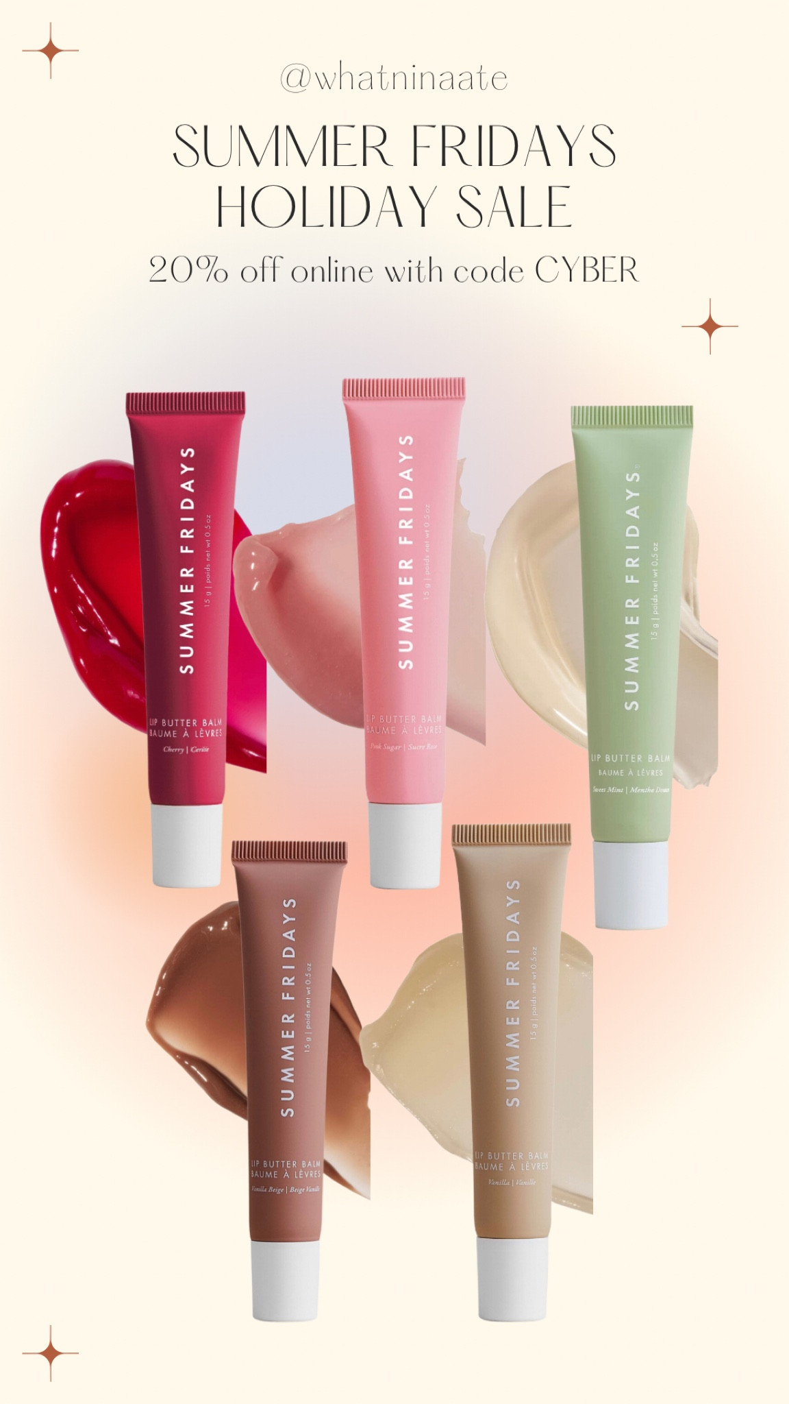 Summer Fridays holiday sale 💄 perfect time to stock up on Lip Butter Balm!
code CYBER for 20% off 


.
.
Lip gloss. Lip butter.  Balm. Summer Fridays. Vanilla. Pink sugar. Cherry. Mint. Sale. Cyber week. Black Friday. Cyber Monday. Skincare. Makeup. Essentials. Gifting. Gift. Stocking stuffer  

#LTKCyberWeek #LTKsalealert #LTKbeauty