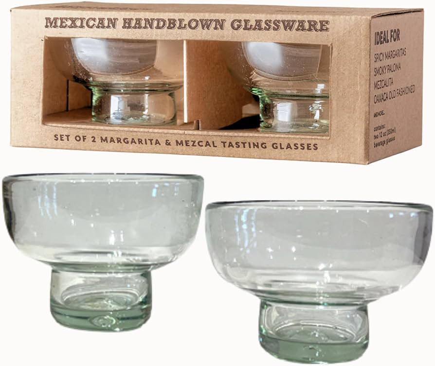 Verve CULTURE Mexican Hand Blown Stemless Margarita & Mezcal Glasses - Set of 2, 14oz Unique Hand... | Amazon (US)