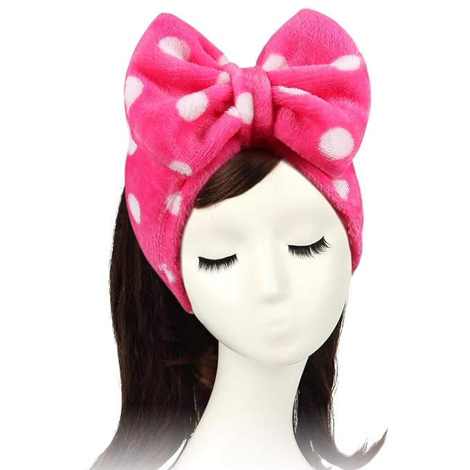 Shintop Sweet Super Soft Caroset Polka Dots Wash Cosmetic Headband Hairlace (Rose Polka dots) | Amazon (US)