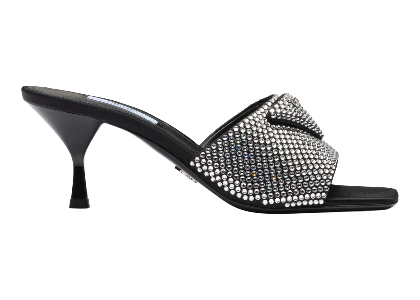 Women's Prada 65mm Crystal Heeled Sandals Satin Sneakers in Silver/Black | StockX