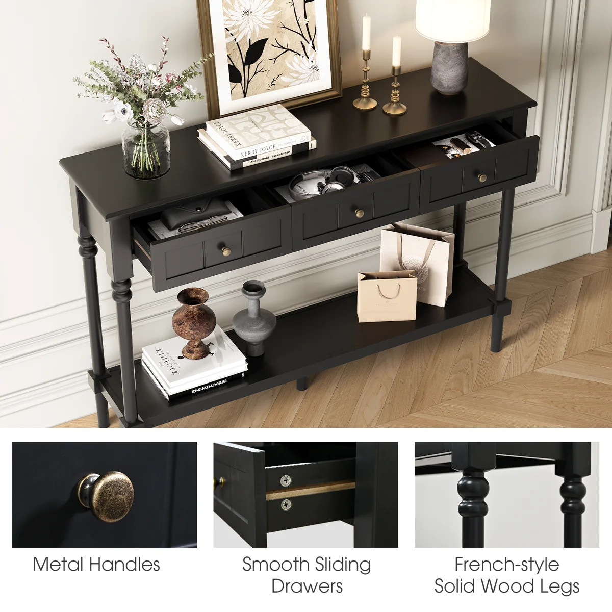 Console Tables with Drawers,Entryway Table with Solid Wood Legs | Wayfair North America