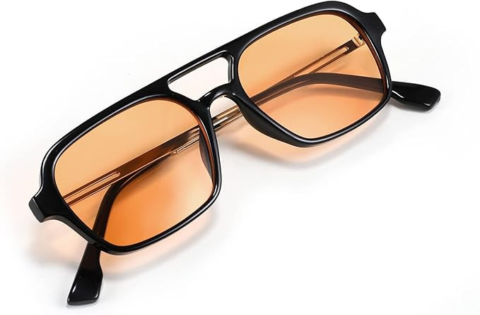 FEISEDY Vintage Square 70s Flat Aviator Sunglasses Women Men Metal Design Shades B2752 | Amazon (US)