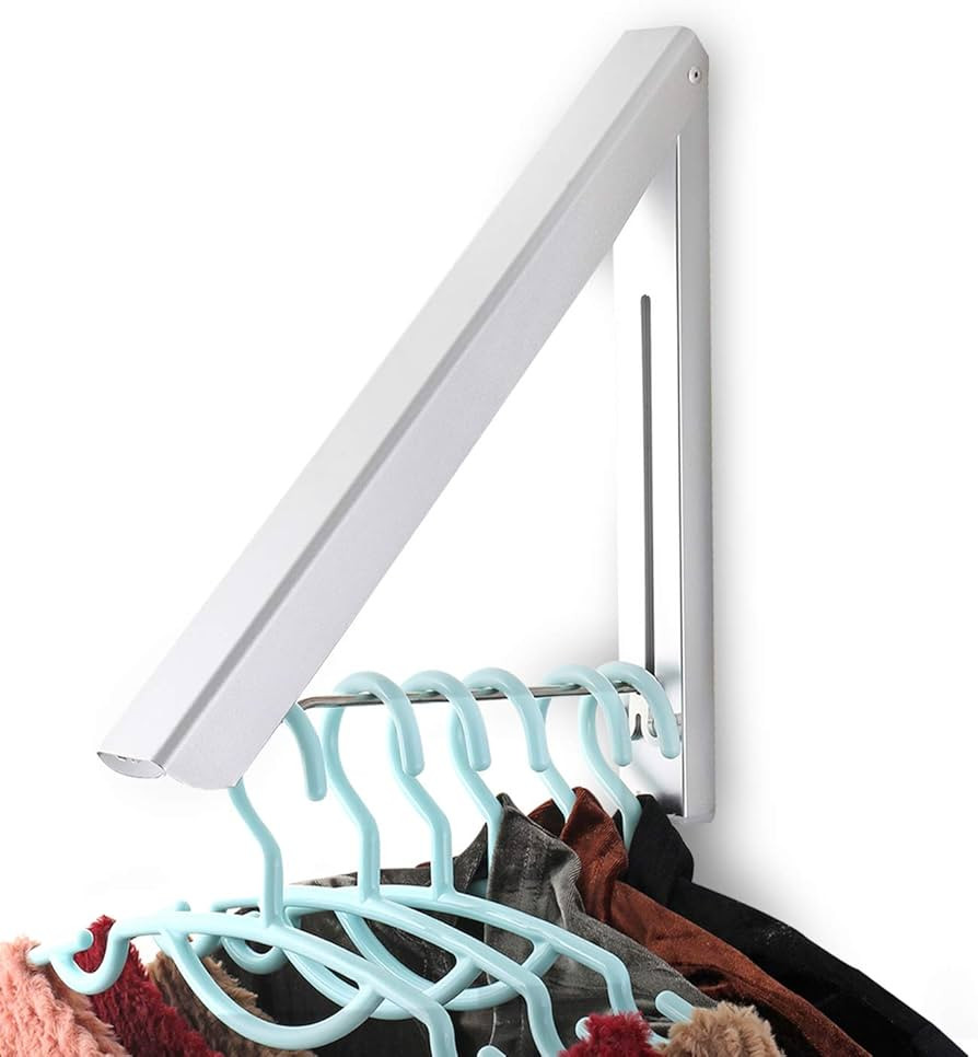 Sweshine Folding Clothes Hanger Wall Mounted Indoor Outdoor Aluminum Space Savers Clothes Rack Ho... | Amazon (US)