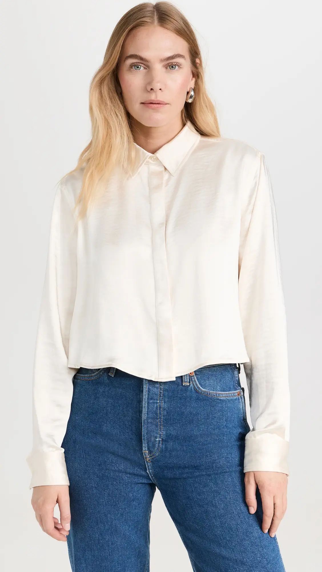 Cropped Satin Shirt | Shopbop