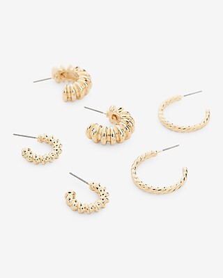 Textured Hoop Earrings Set | Express