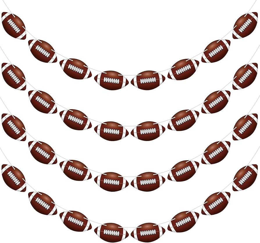 4 Pack Football Party Decorations, 32 PCS Football Cardboard Pre-Assemble Game Day Party Football... | Amazon (US)