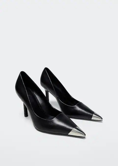 Leather shoes with metallic toe  -  Women | Mango USA | MANGO (US)