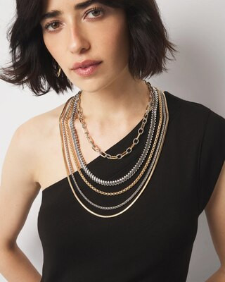 Gold + Silver Mixed Chain Convertible Necklace | White House Black Market
