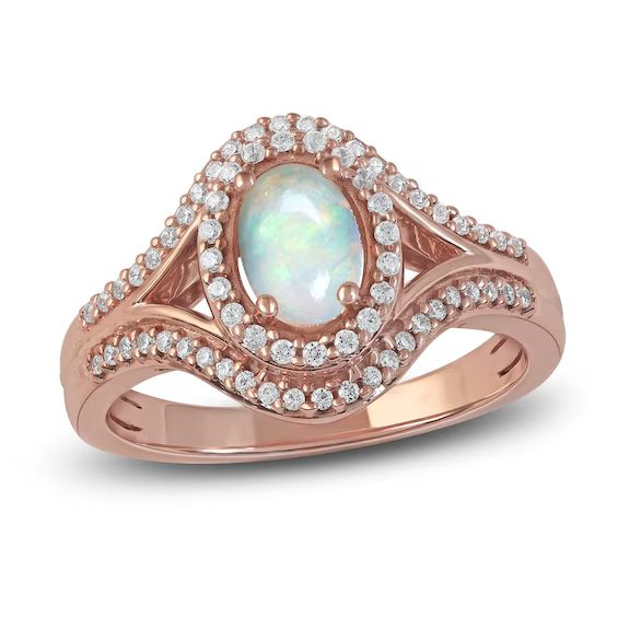 Ethiopian Opal & Diamond Ring 1/4 ct tw 10K Rose Gold | Kay Jewelers